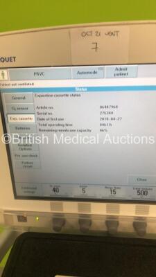 Maquet Servo-i Ventilator Model No 6487800 System Version 8.0 System Software Version 8.00.01 / Total Operating Hours 44821 with Hoses and Capnostat CO2 Sensor (Powers Up) - 6