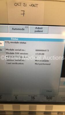 Maquet Servo-i Ventilator Model No 6487800 System Version 8.0 System Software Version 8.00.01 / Total Operating Hours 44821 with Hoses and Capnostat CO2 Sensor (Powers Up) - 8