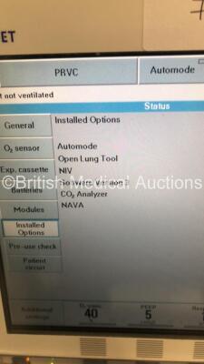 Maquet Servo-i Ventilator Model No 6487800 System Version 8.0 System Software Version 8.00.01 / Total Operating Hours 44821 with Hoses and Capnostat CO2 Sensor (Powers Up) - 10