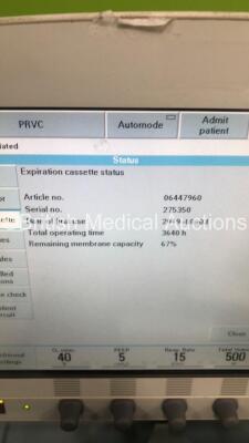 Maquet Servo-i Ventilator Model No 6487800 System Version 8.0 System Software Version 8.00.01 / Total Operating Hours 42696 with Hoses and Capnostat CO2 Sensor (Powers Up) - 5