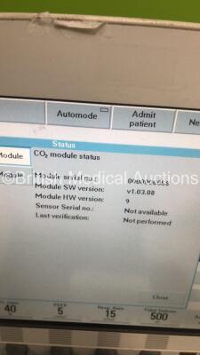 Maquet Servo-i Ventilator Model No 6487800 System Version 8.0 System Software Version 8.00.01 / Total Operating Hours 42696 with Hoses and Capnostat CO2 Sensor (Powers Up) - 7