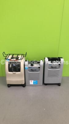 1 x Nidek Medical Nuvo Lite Mark 5 Oxygen Concentrator,1 x Nidek Medical Nuvo Lite 3 Mark 5 Oxygen Concentrator * Missing All Wheels * and 1 x Invacare Perfecto 2 Oxygen Concentrator (All Power Up)