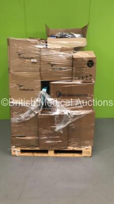 Large Pallet of Consumables Including 60 x Yellow Isolation Gowns,120 x Cardinal Health Masks and 70 x Dynamic Solutions Gowns