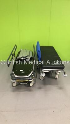 1 x Portsmouth Surgical Equipment QA2 Hydraulic Patient Trolley with Mattress and 1 x Anetic Aid QA3 Hydraulic Patient Trolley (Hydraulics Tested Working)