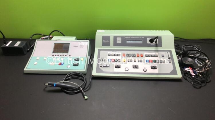 1 x Kamplex AC 30 Clinical Audiometer Software Version 2.06 with Accessories and 1 x Kamplex Admittance Audiometer KLT 25 with Probe and Power Supply (Both Power Up) *1533 - 002010 2001*