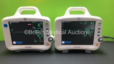 2 x GE Dash 3000 Patient Monitor Including ECG, NBP, CO2, BP1, BP2, SpO2, Temp/co and Printer Options (Both Power Up)