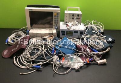 Job Lot Including 1 x Radiometer Tosca 500 Pulse Oximeter, 1 x APC Medical Model 4170 Bedside Monitor, 1 x Siemens SC 7000 Patient Monitor, 3 x Philips SPO2/PLETH Modules, 4 x Philips PRESS Modules and Various Patient Monitor Cables