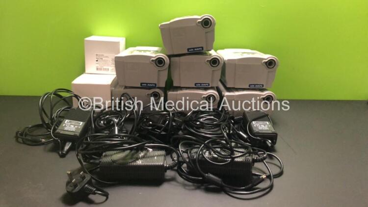 7 x Respironics BiPAP Synchrony with AVAPS CPAPs with 7 x Power Supplies and 3 x Humidification Chambers (All Power Up)