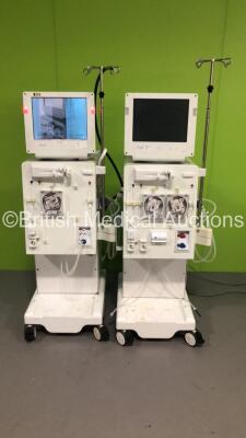 2 x B-Braun Dialog+ Dialysis Machines Software Version 8.28 - Running Hours 31691 with Hoses (1 x Powers Up,1 x No Power)