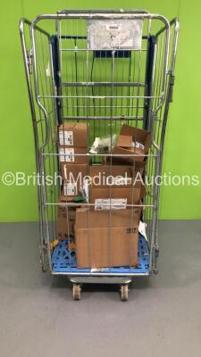 Cage of Consumables Including Nellcor SPO2 Sensors, Acist CVi A2000V Syringe Kits and Bellco Sodium Bicarbonate for Haemodialysis (Cage Not Included - Out of Date)