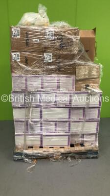 Pallet of Consumables Including Stryker Sage Untreated Suction Toothbrushes and Nutricia Flocare Infinity Pack Set W/O DC Y-Port