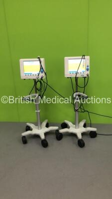 Deltex Medical QODM+ Patient Monitors on Stands with 2 x Probes (Both Power Up)