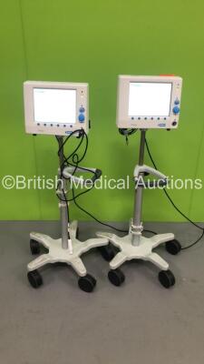 Deltex Medical QODM+ Patient Monitors on Stands with 1 x Probe (Both Power Up)