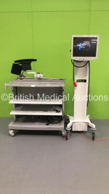 1 x Pentax Stack Trolley with Sony Monitor (Markes to Screen - See Pictures) and 1 x EUK Double Stack Trolley (Powers Up)