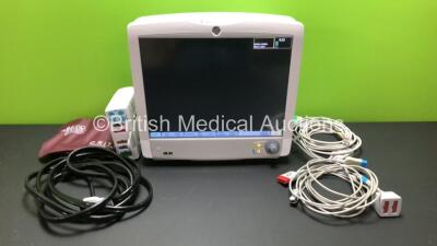 GE Carescape B650 Touch Screen Patient Monitor *Mfd - 02/2011* with 1 x GE E-PSMP-01 Module *Mfd 2013* and 1 x ECG, 1 x SpO2, 1 x P1-P2 and 1 x NIBP Leads with Cuff (Powers Up)