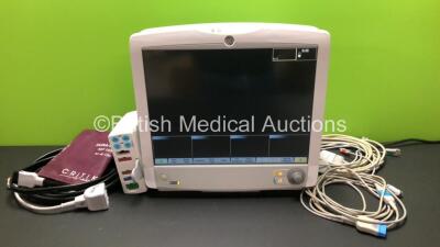 GE Carescape B650 Touch Screen Patient Monitor *Mfd - 02/2013* with 1 x GE E-PSMP-00 Module *Mfd 2011* and 1 x ECG, 1 x SpO2, 1 x P1-P2 and 1 x NIBP Leads with Cuff (Powers Up)