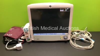 GE Carescape B650 Touch Screen Patient Monitor *Mfd - 02/2011* with 1 x GE E-PSMP-00 Module *Mfd 2011* and 1 x ECG, 1 x SpO2, 1 x P1-P2 and 1 x NIBP Leads with Cuff (Powers Up)