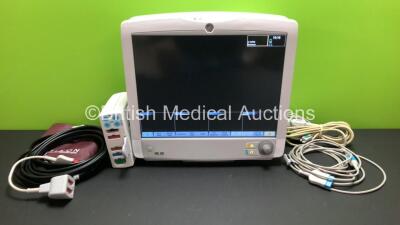 GE Carescape B650 Touch Screen Patient Monitor *Mfd - 01/2013* with 1 x GE E-PSMP-00 Module *Mfd 2011* and 1 x ECG, 1 x SpO2, 1 x P1-P2 and 1 x NIBP Leads with Cuff (Powers Up)