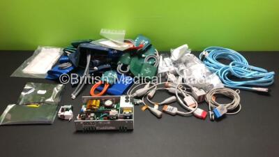 Job Lot of GE Accessories Including 8 x Water Traps, Various Leads, BP Cuffs and Spare Circuit Boards