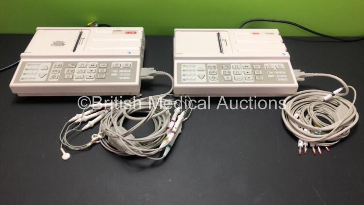 2 x Seca CT3000i ECG Machines with 2 x 10 Lead ECG Leads *Mfd 2015 - 2015* (Both Power Up with INOP Warning)