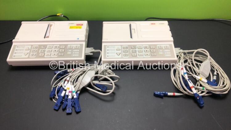 2 x Seca CT3000i ECG Machines with 2 x 10 Lead ECG Leads *Mfd 2015 - 2012* (Both Power Up with INOP Warning)