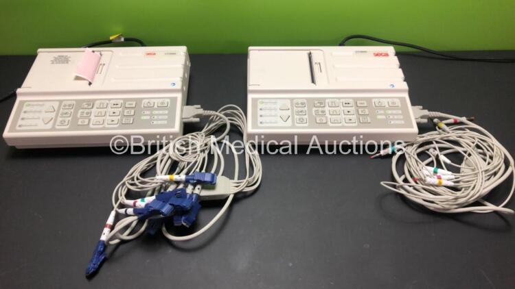 2 x Seca CT3000i ECG Machines with 2 x 10 Lead ECG Leads *Mfd 2015 - 2015* (Both Power Up with INOP Warning)