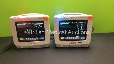 Job Lot Including 1 x Philips IntelliVue MP5 Patient Monitor *Mfd - 2012* with Press, Temp, NBP, SPO2, ECG Resp and CO2 Options and 1 x Philips IntelliVue MP5 Patient Monitor *Mfd - 2012* with NBP, SPO2 and ECG Resp Options (Both Power Up)