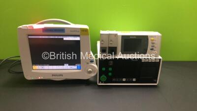 Job Lot Including 1 x Philips IntelliVue MP30 Patient Monitor *Mfd - 07/2004* (Powers Up), 1 x HME LifePulse ECG Monitor (Damaged Casing - See Photo), 1 x Philips IntelliVue X2 Patient Monitor with Press, Temp, NBP, SPO2 and ECG Resp Options (Untested Due