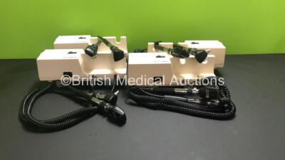 4 x Welch Allyn 767 Series Wall Mounted Otoscope / Ophthalmoscope Sets with Heads (All Power Up)