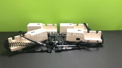 4 x Welch Allyn 767 Series Wall Mounted Otoscope / Ophthalmoscope Sets with Heads (All Power Up)