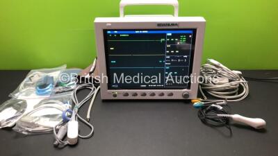 EDAN USA iM8 Patient Monitor *Mfd 2014* with Printer C02, IBP1, IBP2, ECG, NIBP, SpO2, T1 and T2 Options, Job Lot of Assorted Leads and Accessories (Powers Up-In Excellent Condition)