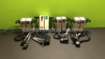 4 x Welch Allyn Model 74716 Wall Mounted Otoscope / Ophthalmoscope Sets with Heads (All Power Up)