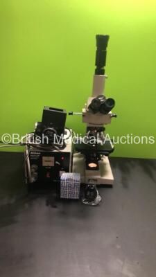 Job Lot Including 1 x Nikon Labophot Benchtop Microscope with 5 x Optics (1 x Nikon E Plan 20/0.4 160/0.17, 1 x Wild Heerbrugg 40/0.65 d=0.17, 1 x Nikon E Plan 4/0.1 160/-, 1 x Nikon E Plan 10/0.25 160/- and 1 x Olympus LWDCDPlan 40 0.60 160/0-2), CFW10X 