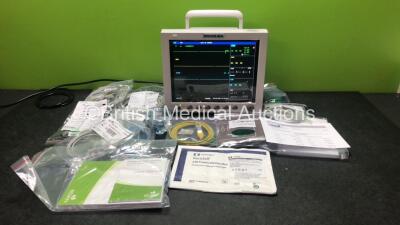 EDAN USA iM8 Patient Monitor with Printer,CO2,IBP1,IBP2,ECG,NIBP,SpO2,T1 and T2 Options,Job Lot of Assorted Leads and Accessories (Powers Up-In Excellent Condition)