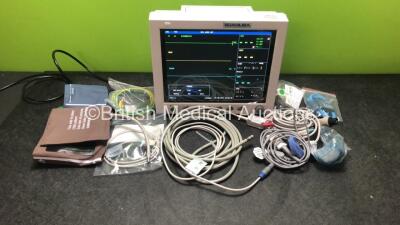 EDAN USA iM8 Patient Monitor with Printer,CO2,IBP1,IBP2,ECG,NIBP,SpO2,T1 and T2 Options,Job Lot of Assorted Leads and Accessories (Powers Up-In Excellent Condition)