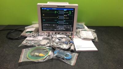 EDAN USA iM8 Patient Monitor with Printer,CO2,IBP1,IBP2,ECG,NIBP,SpO2,T1 and T2 Options,Job Lot of Assorted Leads and Accessories (Powers Up-In Excellent Condition)