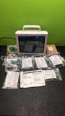 EDAN iM8 Patient Monitor with Printer,ECG,NIBP,SpO2,T1 and T2 Options,Assorted Leads and Accessories (Powers Up in Excellent Condition)