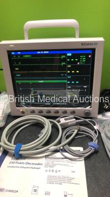 EDAN iM8 Patient Monitor with Printer,ECG,NIBP,SpO2,T1 and T2 Options,Assorted Leads and Accessories (Powers Up in Excellent Condition) - 2