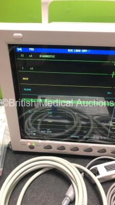 EDAN iM8 Patient Monitor with Printer,ECG,NIBP,SpO2,T1 and T2 Options,Assorted Leads and Accessories (Powers Up in Excellent Condition) - 9