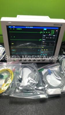 EDAN iM8 Patient Monitor with Printer,ECG,NIBP,SpO2,T1 and T2 Options,Assorted Leads and Accessories (Powers Up in Excellent Condition) - 2