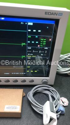 EDAN iM8 Patient Monitor with Printer,ECG,NIBP,SpO2,T1 and T2 Options,1 x SpO2 Finger Sensor,1 x BP Hose and 1 x BP Cuff (Powers Up in Excellent Condition) - 3