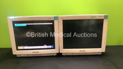 2 x Philips IntelliVue MP70 Touchscreen Patient Monitors *Mfds - 2010 and 2004* (1 x Powers Up, 1 x Draws Power, Does Not Turn On, Both with Scratched Screens)