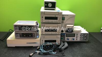 Mixed Lot Including 2 x OxiMax N-560 Oximeters, 1 x Fukuda Denshi FX- CardiMax ECG Machine, 3 x Sony DVO-1000MD DVD Recorders, 2 x Therapy Handpieces, Olympus OFP Endoscopic Flushing Pump and Medserve Prosound 1000 Therapy Unit