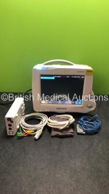 Philips IntelliVue MP30 Patient Monitor * Mfd 2013 * with 1 x Philips M3001A Module with Press/Temp,NBP,SpO2 and ECG/Resp Options * Mfd 2013 *,1 x SpO2 Lead,1 x BP Hose,1 x BP Cuff and 1 x 3-Lead ECG Lead (Powers Up)