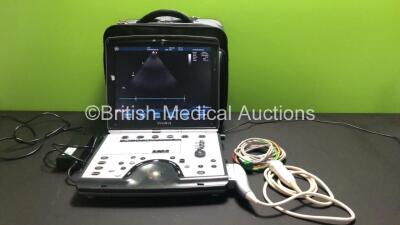 GE Vivid q Portable Ultrasound Scanner *Mfd - 06/2009* Application Software 12.1.0 Build 31, System Software 7.1.10 with 1 x GE M4S-RS Transducer / Probe *Mfd - May 2010*, 3 Lead ECG Lead and Power Supply in Case (Powers Up) *020243Vq* **IR241**