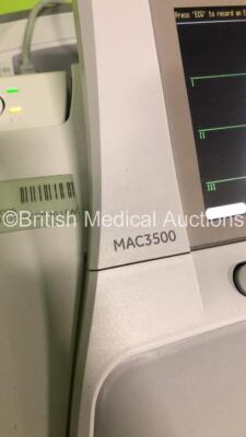 GE MAC3500 ECG Machine on Stand with 1 x 10-Lead ECG Leads (Powers Up) - 5