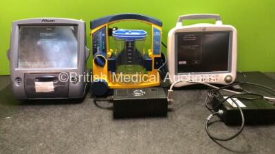 Mixed Lot Including 1 x Alcon 685-0000-501 Monitor with 1 x AC Power Supply (Powers Up) 1 x LSU Suction Unit with 1 x Cup (Powers Up) 1 x GE Transport Pro Patient Monitor with 1 x AC Power Supply (Powers Up) *SN 0401177301X, 78171296172, SCS1110595957GA*