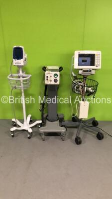 Mixed Lot Including 1 x Drager Infinity Delta Patient Monitor on Stand with Leads,1 x Olympus ECR CO2 Regulator System and 1 x Welch Allyn Spot Vital Signs LXi Patient Monitor with BP Hose (Both Power Up) * Equip No 039929 / 053553 / 049454 *