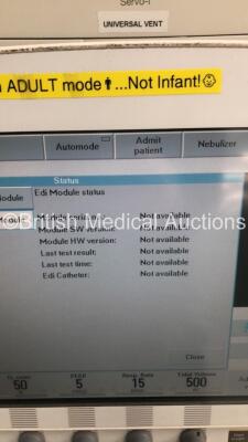 Maquet Servo-i Ventilator Model No 6487800 System Version V8.0 / System Software Version V8.00.01 / Running Hours 56014 with 1 x Capnostat ETCO2 Sensor on Stand (Powers Up) * SN 44834 * - 9