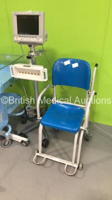 Mixed Lot Including 1 x Marsden Seated Weighing Scales,1 x Kanmed Baby Bed,1 x Oxford Major 190 Electric Patient Hoist and 1 x Agilent V26C Neonatal Patient Monitor on Stand with Philips Module Rack and Leads - 2